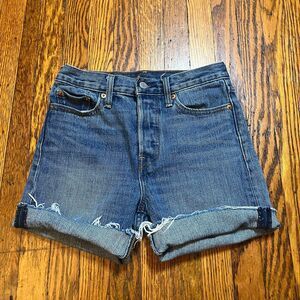 Levi's Womens Size 26 Blue Denim High Rise Cutoff Jean Shorts White Oak Cone